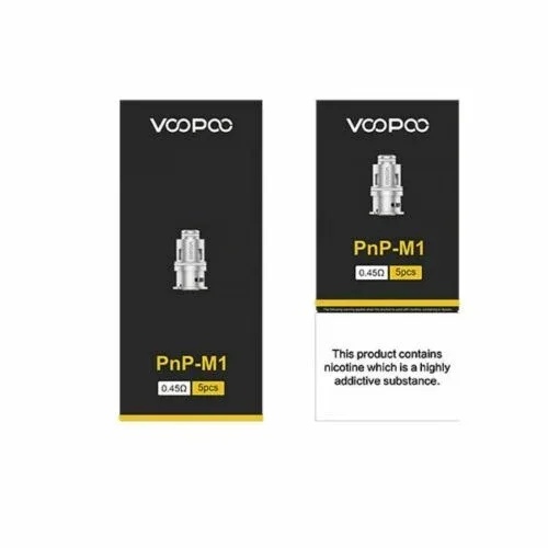 Genuine VooPoo PnP M1 Single Mesh Coil 0.45ohm Pack of 5x Replacement Coils Head - Image 2
