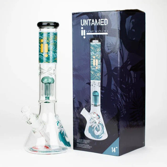 Infyniti Untamed 14" 7mm Classic Beaker Water Bong - Koi Fish