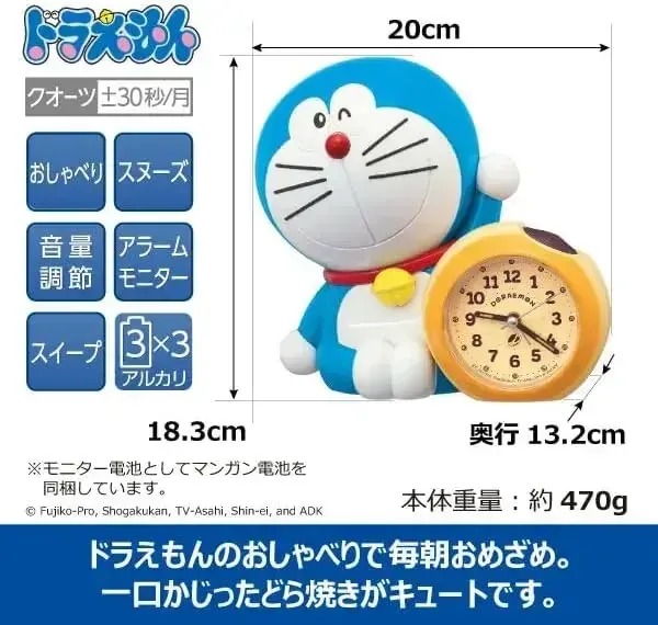 Seiko Doraemon Talking Alarm Clock Blue Digital 183x200x132mm - Image 2