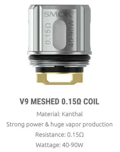 Smok TFV9 Meshed Coils | 0.15ohm Mesh Pack of 5x Replacement Coils TPD Compliant - Image 2