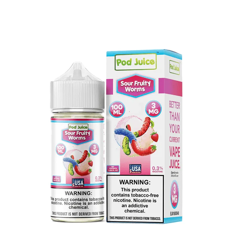 Sour Fruity Worms Pod Juice 100mL