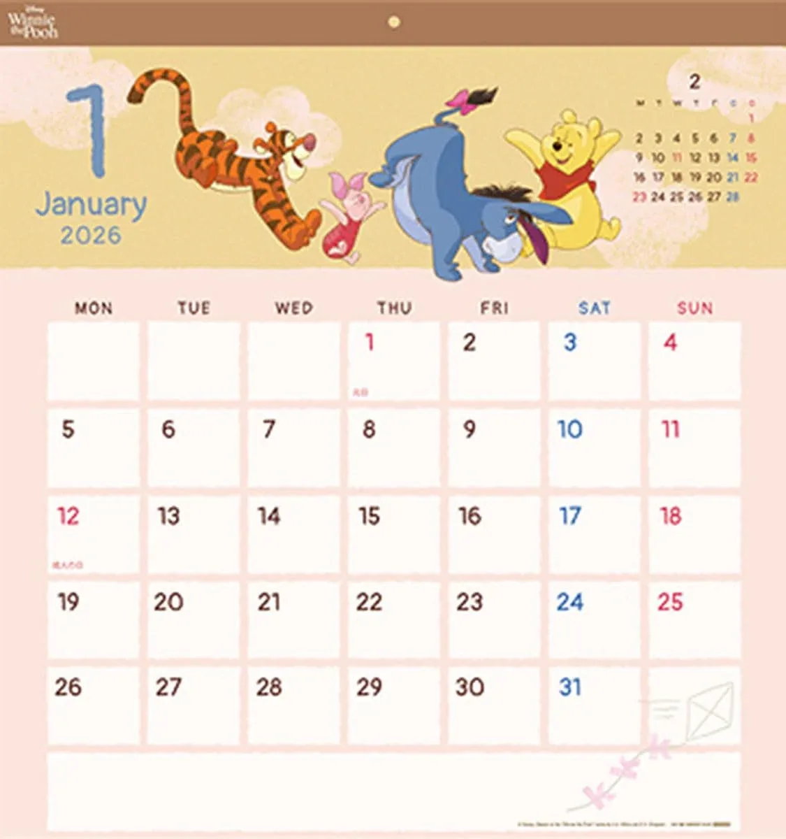 Sun-Star Stationery Winnie The Pooh 2026 Calendar 45x42cm Cl067 Planner - Image 2