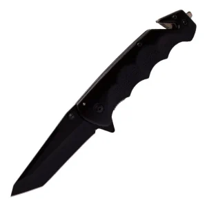 Super Knife - 8" Black Ingrained Foldable Pocket Knife