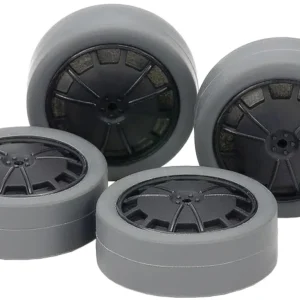 Tamiya Mini 4WD 26mm Gray Tires and Carbon Wheels Upgrade Kit