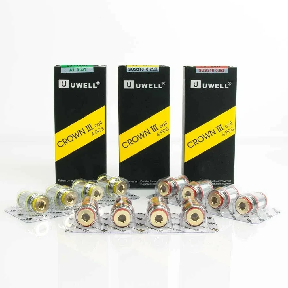Uwell Crown III Coils 0.25Ω OR 0.4Ω OR 0.5Ω Pack of 4x Vape Replacement Coils