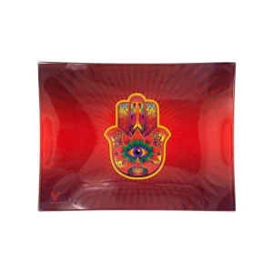 V Syndicate Hamsa Shatter Resistant Glass Rolling Tray - 6.5in