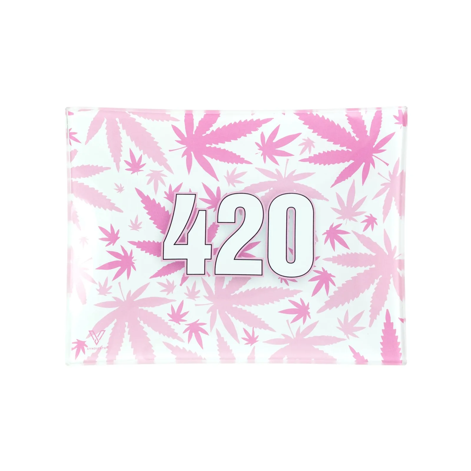 V Syndicate Pink 420 Shatter Resistant Glass Rolling Tray