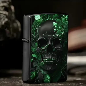 Vintage Skull-Themed Butane Lighter Case