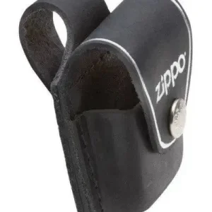 Zippo Lighter Black Leather Pouch with Loop